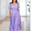 Bonnie Linen Blend Maxi Dress in Lavender