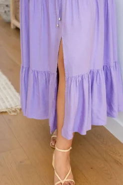 Bonnie Linen Blend Maxi Dress in Lavender