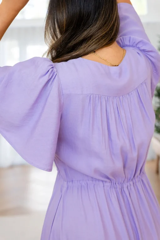Bonnie Linen Blend Maxi Dress in Lavender