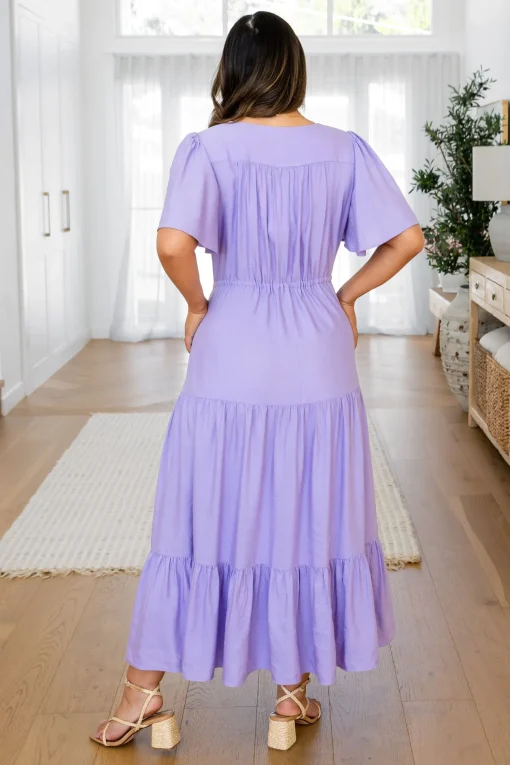 Bonnie Linen Blend Maxi Dress in Lavender
