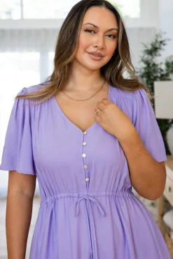 Bonnie Linen Blend Maxi Dress in Lavender