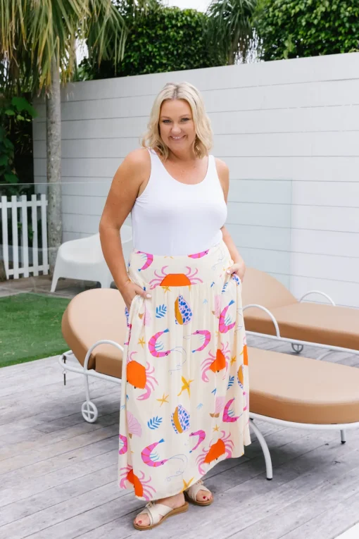 Cheshire Bamboo Blend Skirt in Crabby Patty