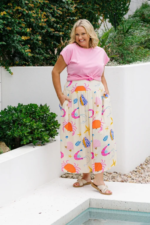 Cheshire Bamboo Blend Skirt in Crabby Patty