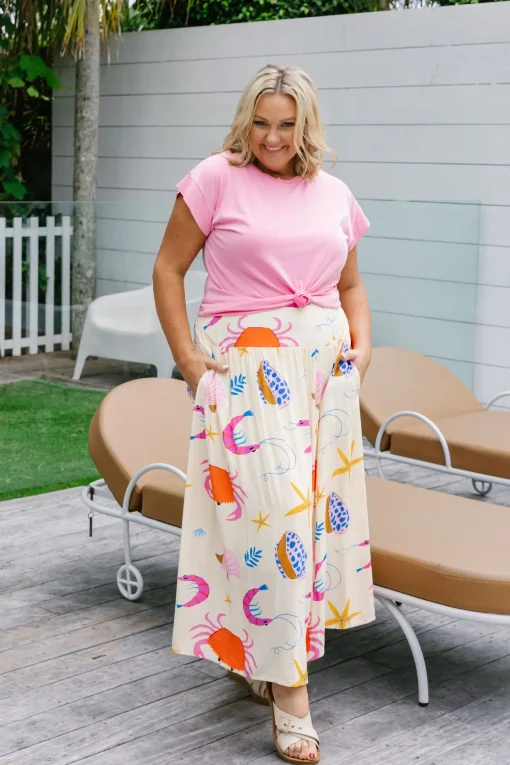 Cheshire Bamboo Blend Skirt in Crabby Patty