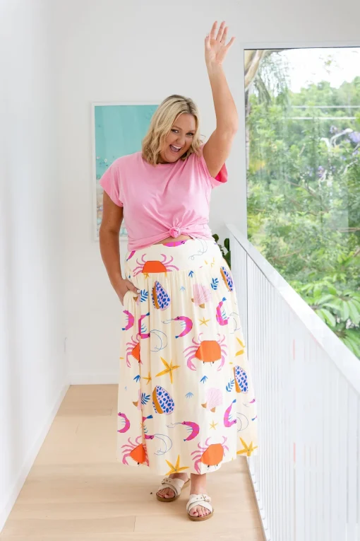 Cheshire Bamboo Blend Skirt in Crabby Patty