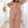 Christina Jumpsuit in Candy Stripe Rust