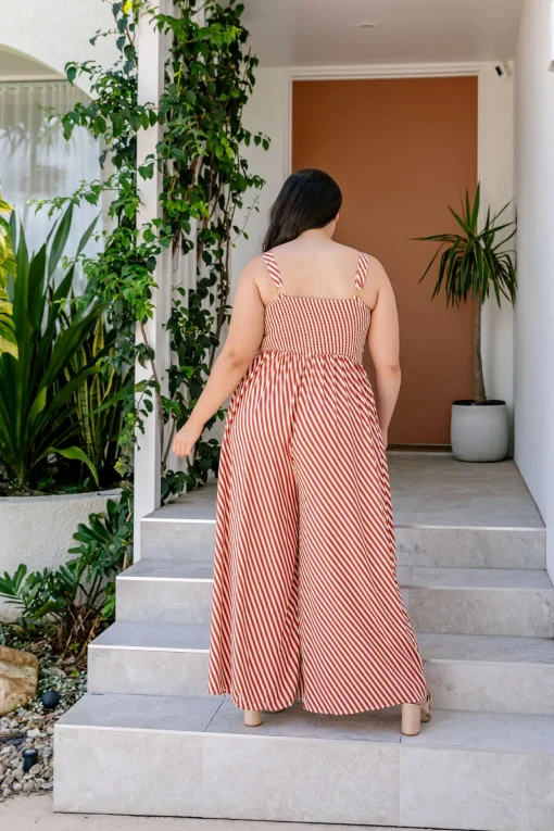 Christina Jumpsuit in Candy Stripe Rust