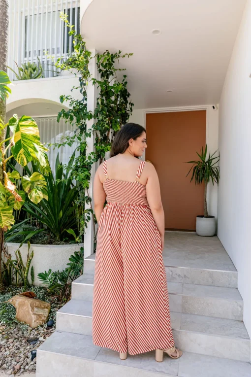 Christina Jumpsuit in Candy Stripe Rust
