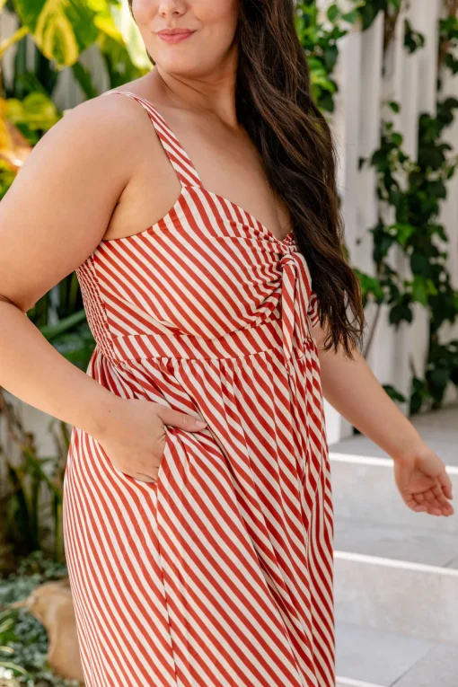 Christina Jumpsuit in Candy Stripe Rust