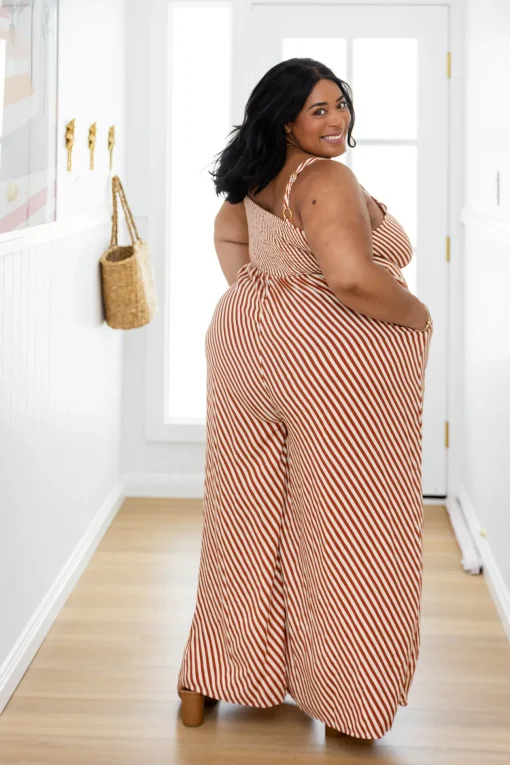 Christina Jumpsuit in Candy Stripe Rust