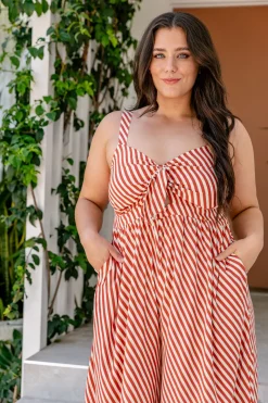 Christina Jumpsuit in Candy Stripe Rust