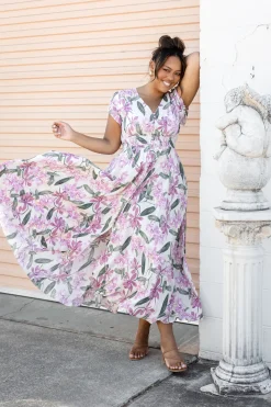 Ellie Floral Maxi Dress in White