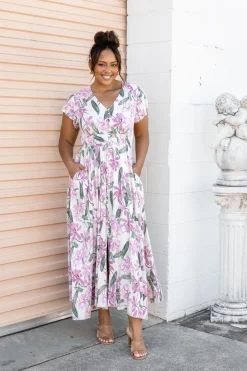 Ellie Floral Maxi Dress in White