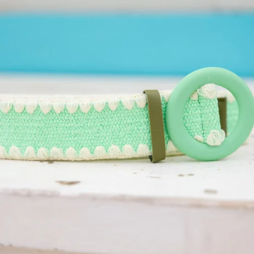 Extra Length Stretch Belt with Green Buckle