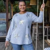 Harriet Star Sequin Knit Top in Grey