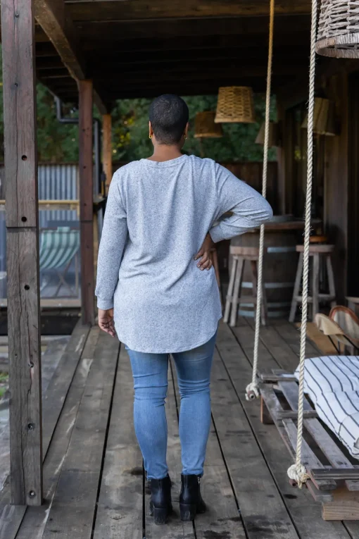 Harriet Star Sequin Knit Top in Grey