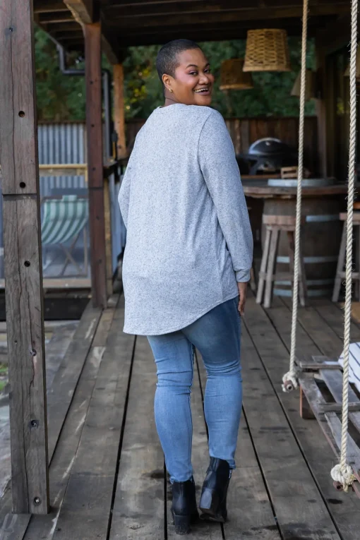Harriet Star Sequin Knit Top in Grey