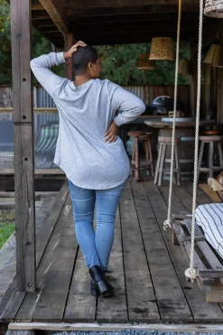 Harriet Star Sequin Knit Top in Grey
