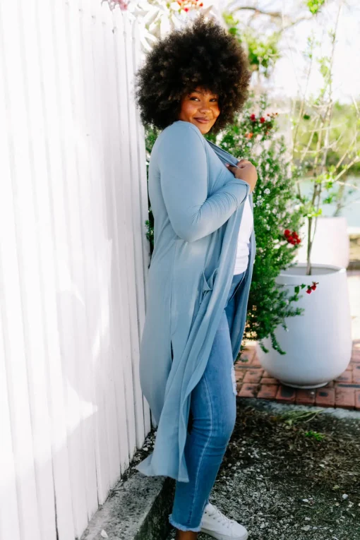Jane Cardigan in Dusty Blue