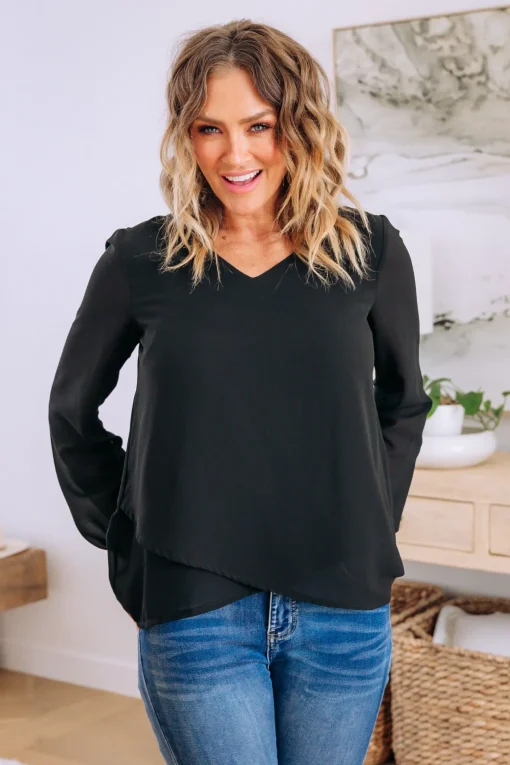 Layla Long Sleeved Top in Black