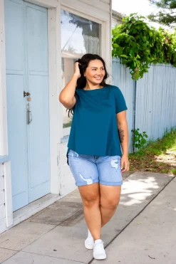 Macey Hi-Low T-Shirt in Teal