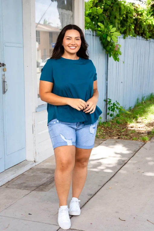 Macey Hi-Low T-Shirt in Teal