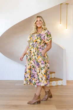 Millie Linen Blend Midi Dress in Mirage
