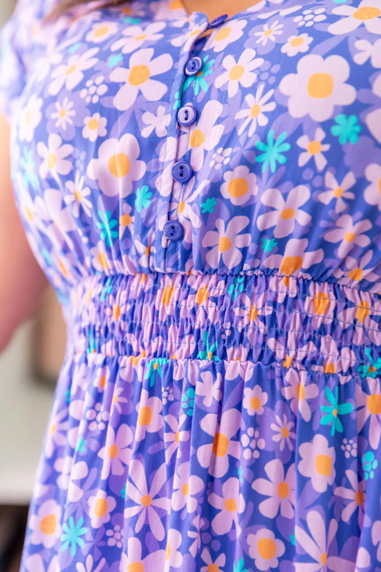 Millie Midi Dress in Lilac Daisies