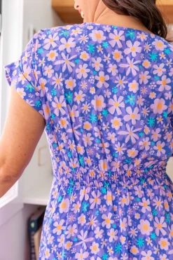Millie Midi Dress in Lilac Daisies