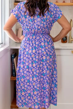 Millie Midi Dress in Lilac Daisies