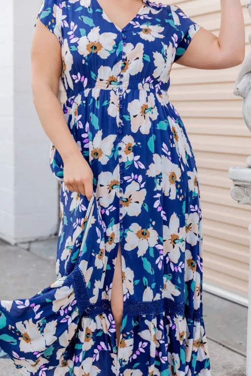 Milly Navy Floral Maxi Dress