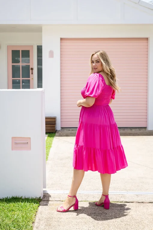 Peri Midi Dress in Pink