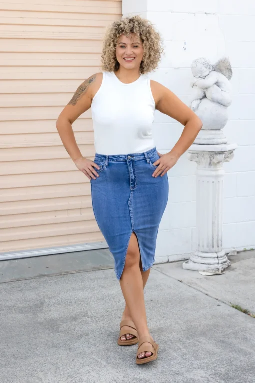 Riley Denim Midi Skirt