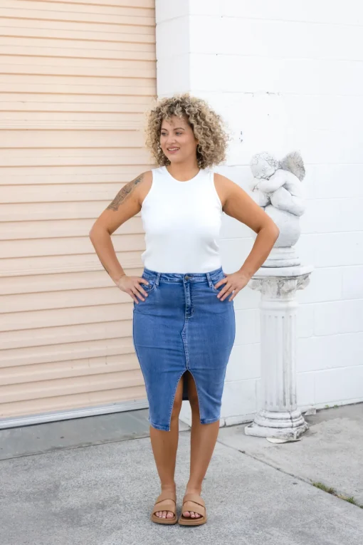 Riley Denim Midi Skirt