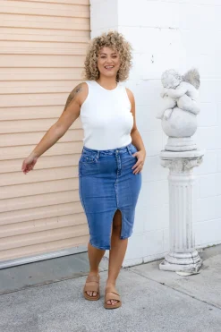 Riley Denim Midi Skirt