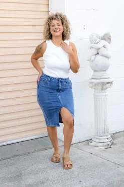 Riley Denim Midi Skirt