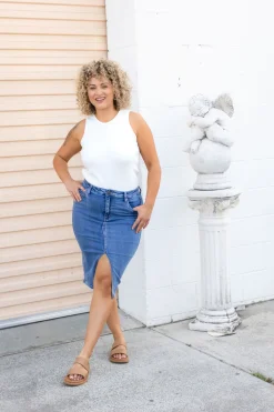 Riley Denim Midi Skirt