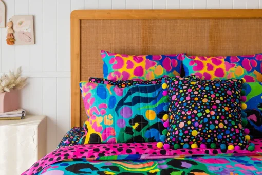 Sleep Bright Black Pebble Pom Pom Filled Cushion by Kasey Rainbow