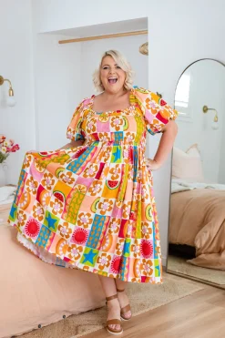 Stelle Linen Blend Dress in Summer Crush