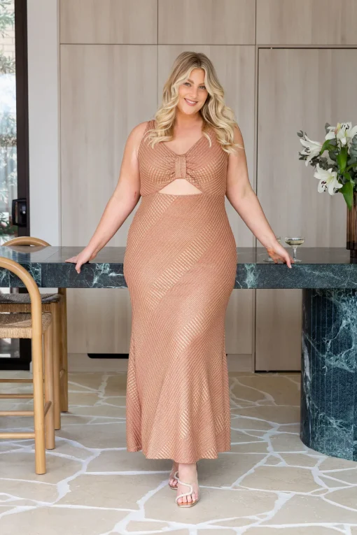 Tallulah Maxi Dress in Rust & Gold