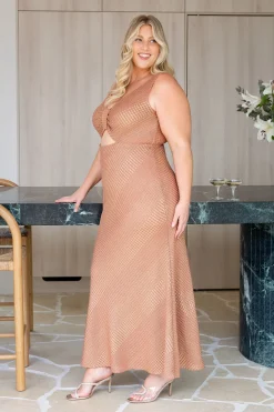 Tallulah Maxi Dress in Rust & Gold