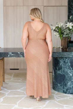 Tallulah Maxi Dress in Rust & Gold