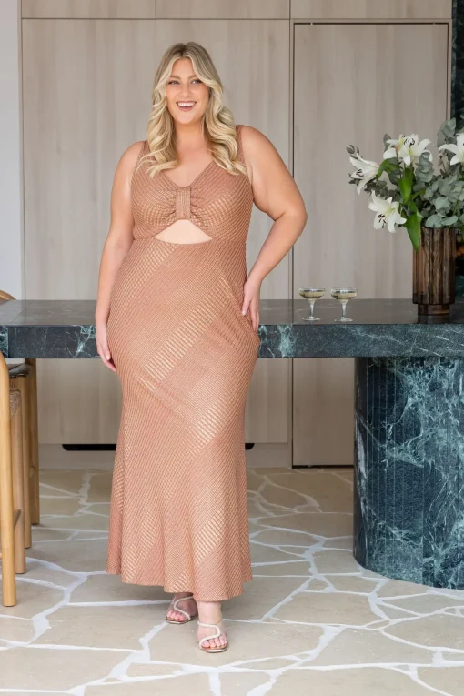 Tallulah Maxi Dress in Rust & Gold