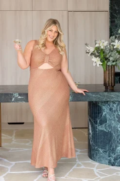 Tallulah Maxi Dress in Rust & Gold