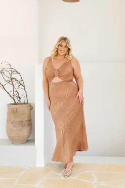 Tallulah Maxi Dress in Rust & Gold
