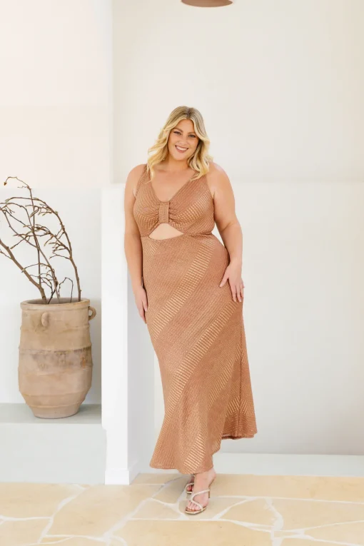 Tallulah Maxi Dress in Rust & Gold