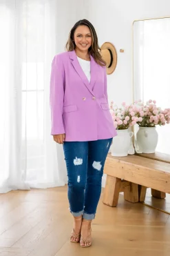 Tammy Linen Blend Blazer in Berry