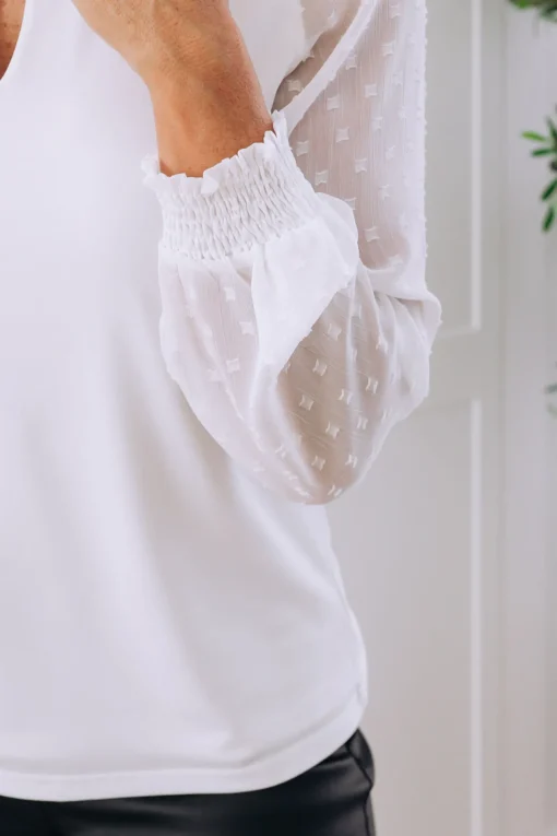Whitney Long Sleeve Top in White