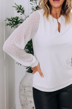 Whitney Long Sleeve Top in White